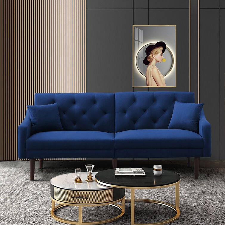 Blue velvet outlet futon